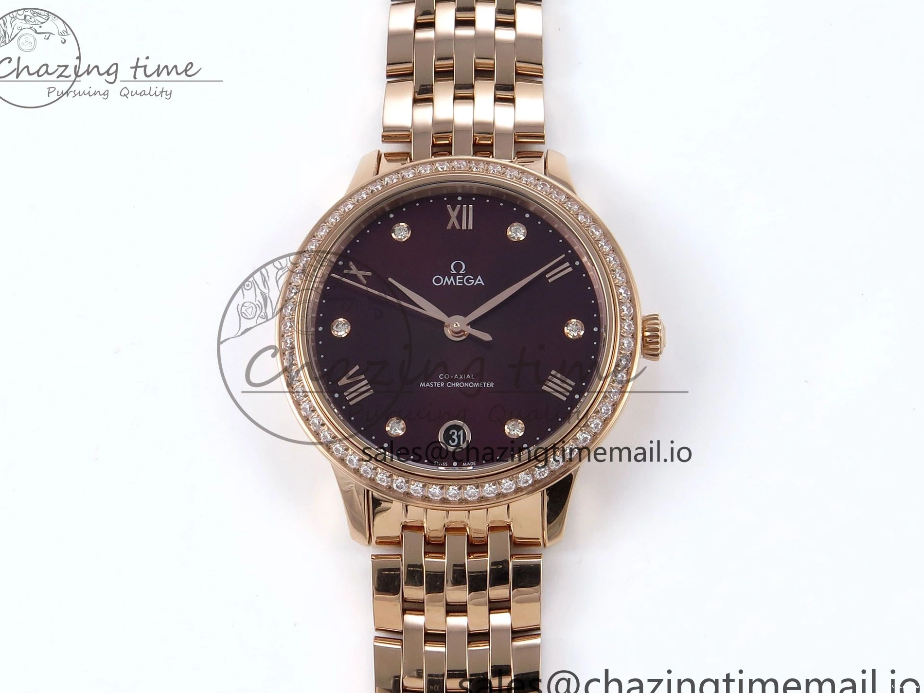0205 De Ville Prestige Ladies RG VSF 1:1 Best Edition Brown Diamonds Dial on RG Bracelet A Sophisticated 7681